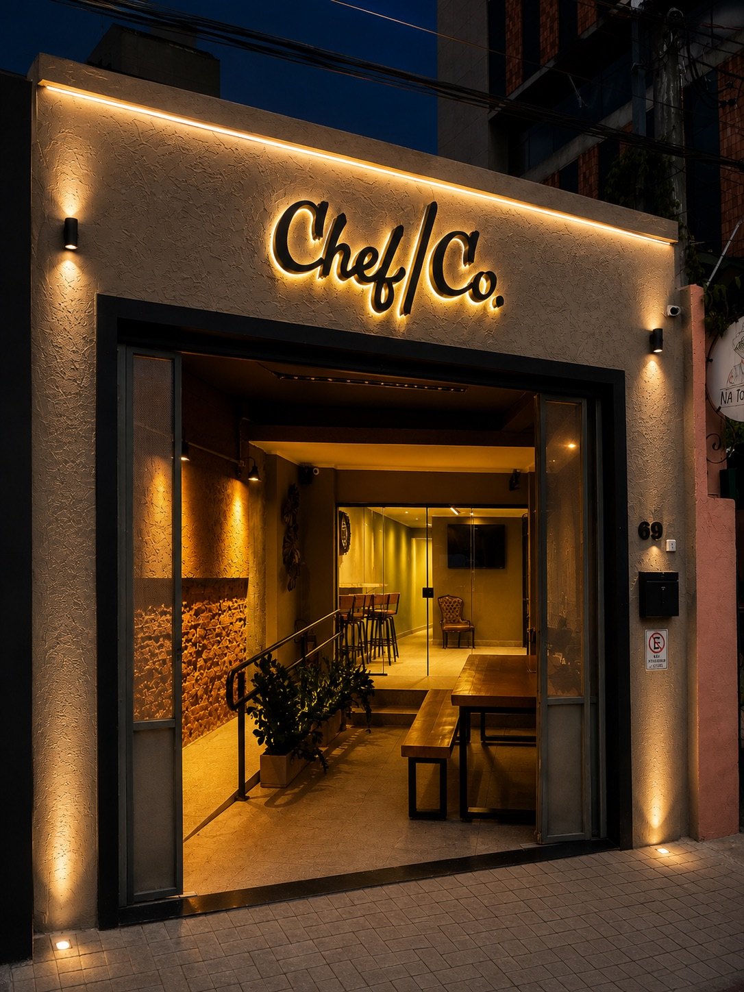 Fachada do espaço Chef/Co no Brooklin